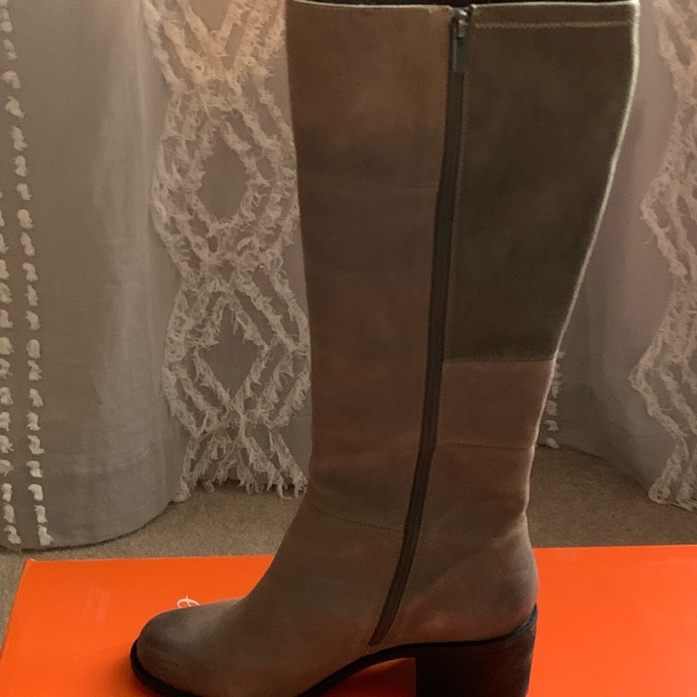 Easy Spirit Italis Women's Boot Tall Taupe Suede Leather Distressed Size 11